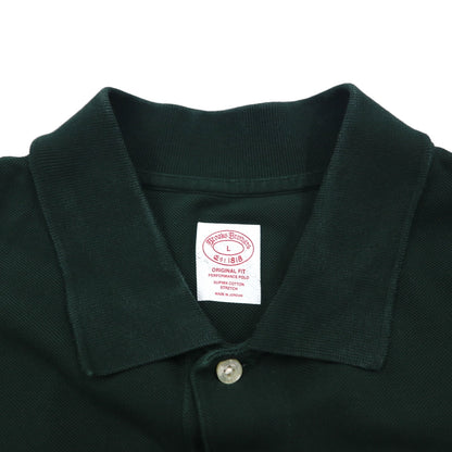 Brooks Brothers スーピマコットン ポロシャツ L グリーン ストレッチ ワンポイントロゴ刺繍
