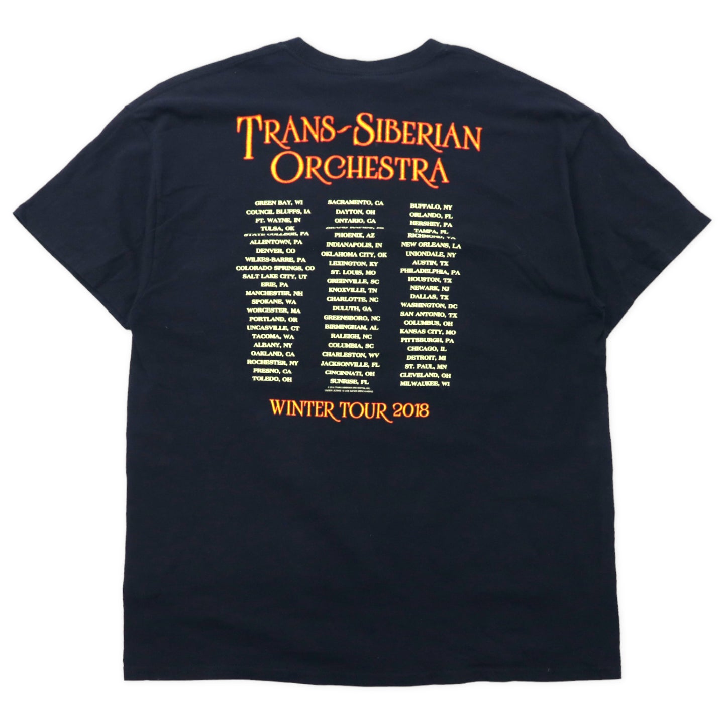 TRANS SIBERIAN ORCHESTRA バンドTシャツ XL ブラック コットン 両面プリント GILDAN ビッグサイズ