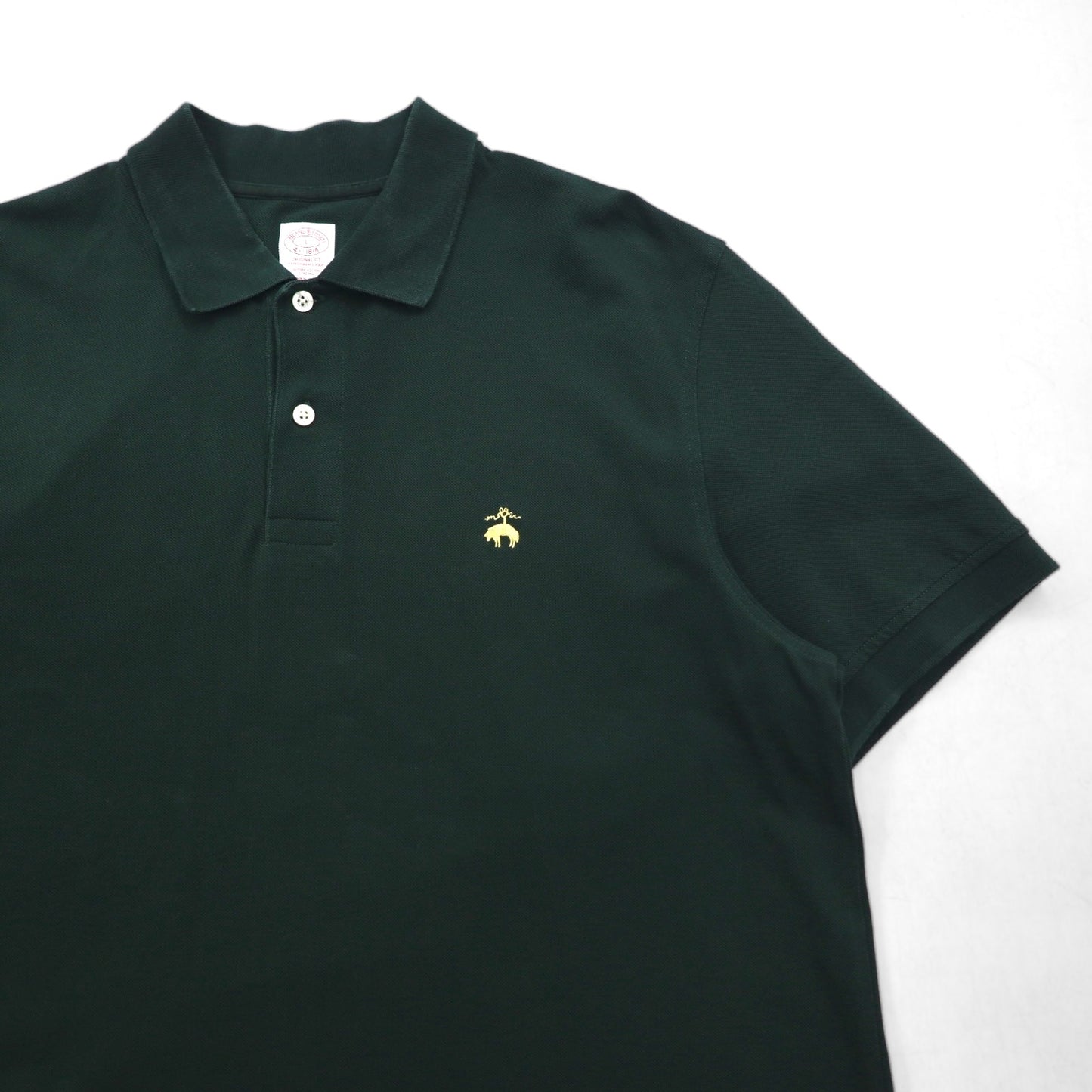 Brooks Brothers スーピマコットン ポロシャツ L グリーン ストレッチ ワンポイントロゴ刺繍
