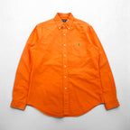 Ralph Lauren 90s Oxford Button-Down Shirt, Size M, Orange, Custom Fit, Chest Pocket, Small Pony Embroidery
