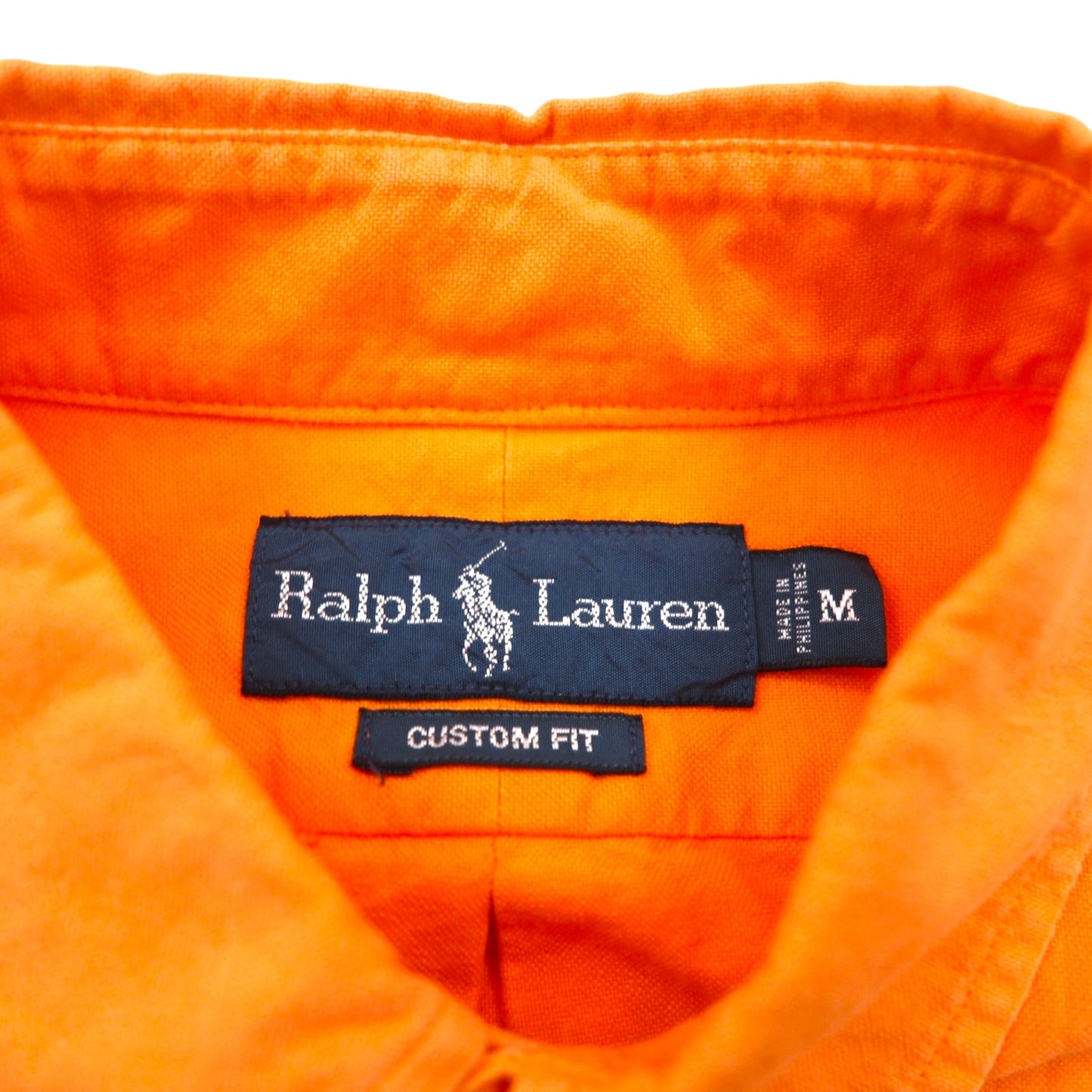 Ralph Lauren 90s Oxford Button-Down Shirt, Size M, Orange, Custom Fit, Chest Pocket, Small Pony Embroidery