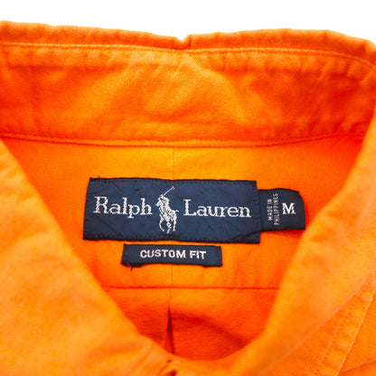 Ralph Lauren 90s Oxford Button-Down Shirt, Size M, Orange, Custom Fit, Chest Pocket, Small Pony Embroidery