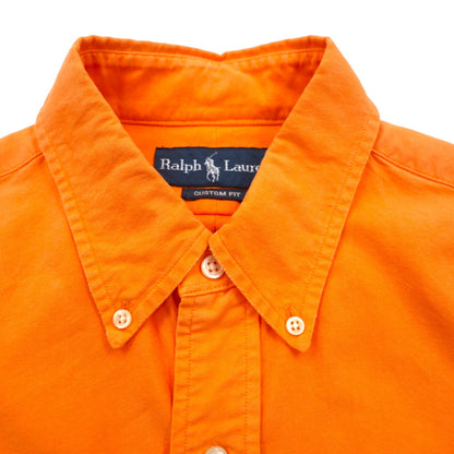 Ralph Lauren 90s Oxford Button-Down Shirt, Size M, Orange, Custom Fit, Chest Pocket, Small Pony Embroidery