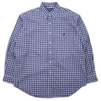 日本然リトテ-古着オンライン-RALPH LAUREN 90年代 ボタンダウンシャツ L ブルー チェック コットン BLAKE スモールポニー 刺繍-RALPH LAUREN 90's button-down Shirts L Blue Checked Cotton BLAKE Small Pony Embroidery