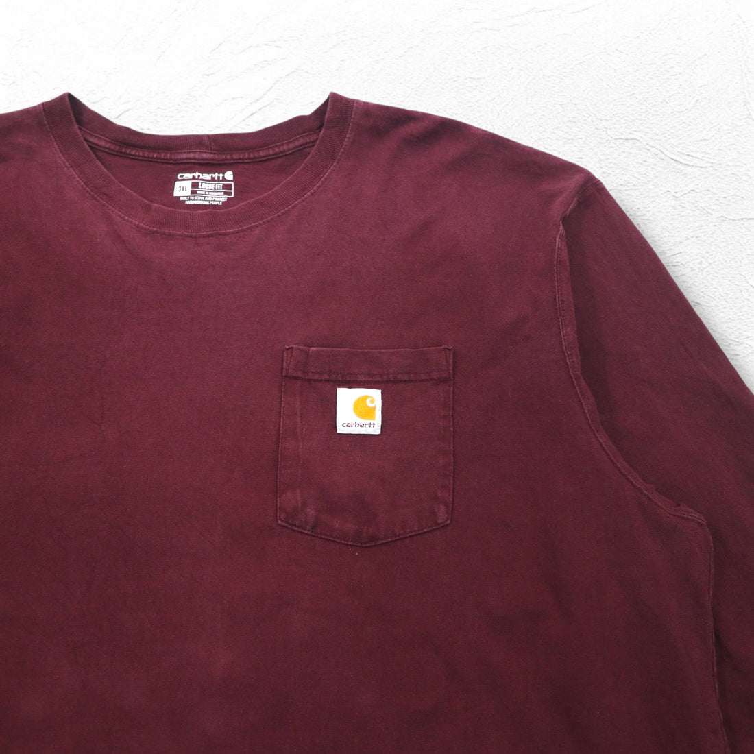 carhartt ロングスリーブ ポケット Tシャツ ロンT 3XL ボルドー ビッグサイズ ホンジュラス戦