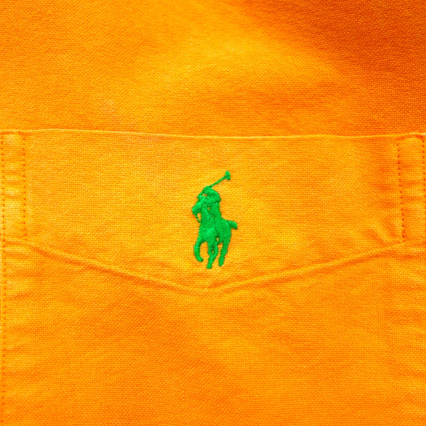 Ralph Lauren 90s Oxford Button-Down Shirt, Size M, Orange, Custom Fit, Chest Pocket, Small Pony Embroidery