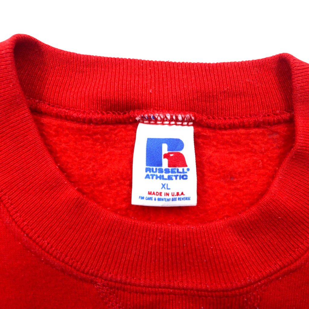 Made in USA 90s RUSSELL ATHLETIC College Print Sweatshirt XL Red Fleece Lined NEBRASKA