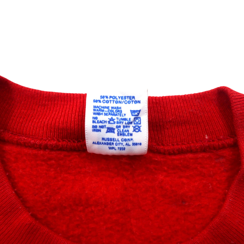 Made in USA 90s RUSSELL ATHLETIC College Print Sweatshirt XL Red Fleece Lined NEBRASKA