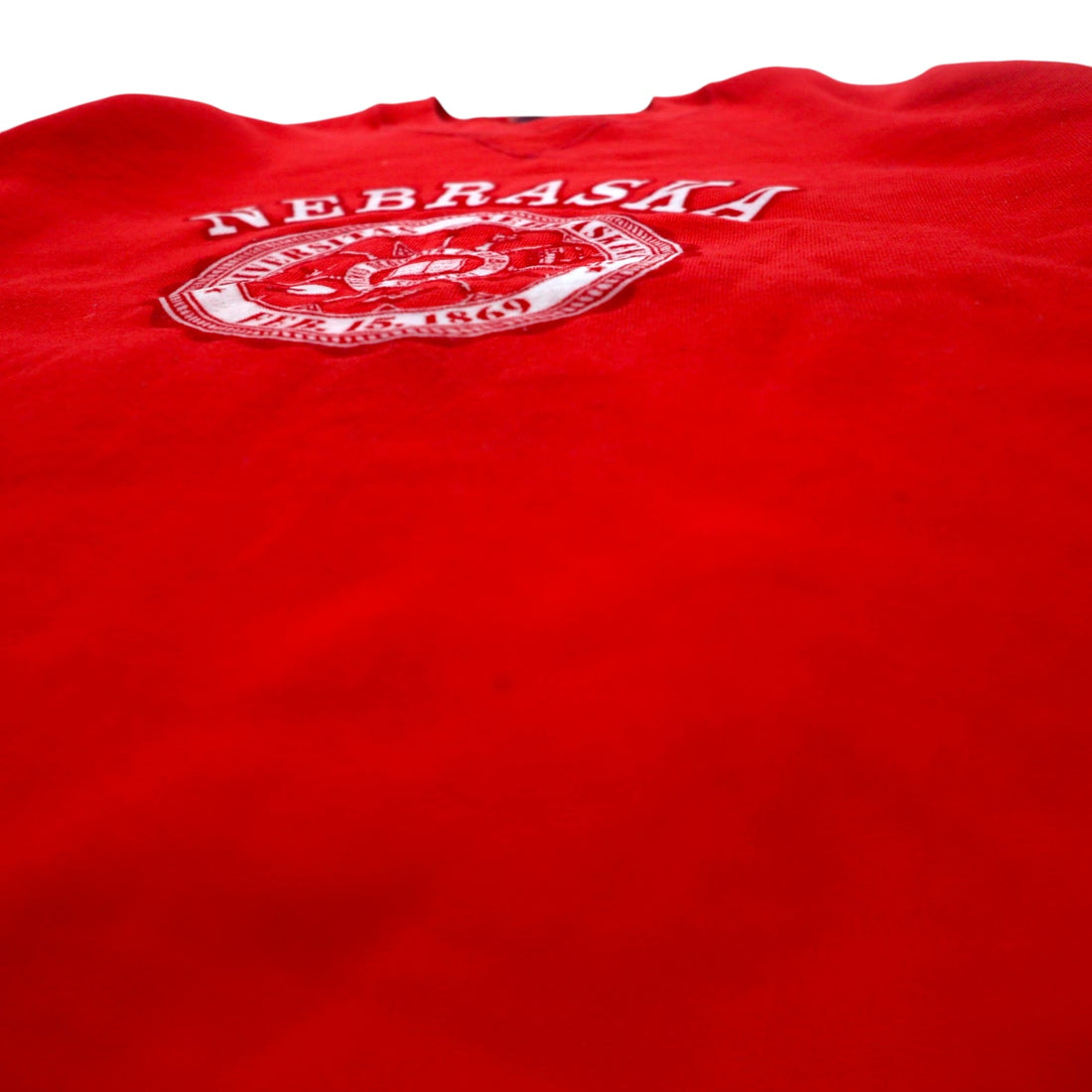 Made in USA 90s RUSSELL ATHLETIC College Print Sweatshirt XL Red Fleece Lined NEBRASKA