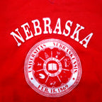 Made in USA 90s RUSSELL ATHLETIC College Print Sweatshirt XL Red Fleece Lined NEBRASKA