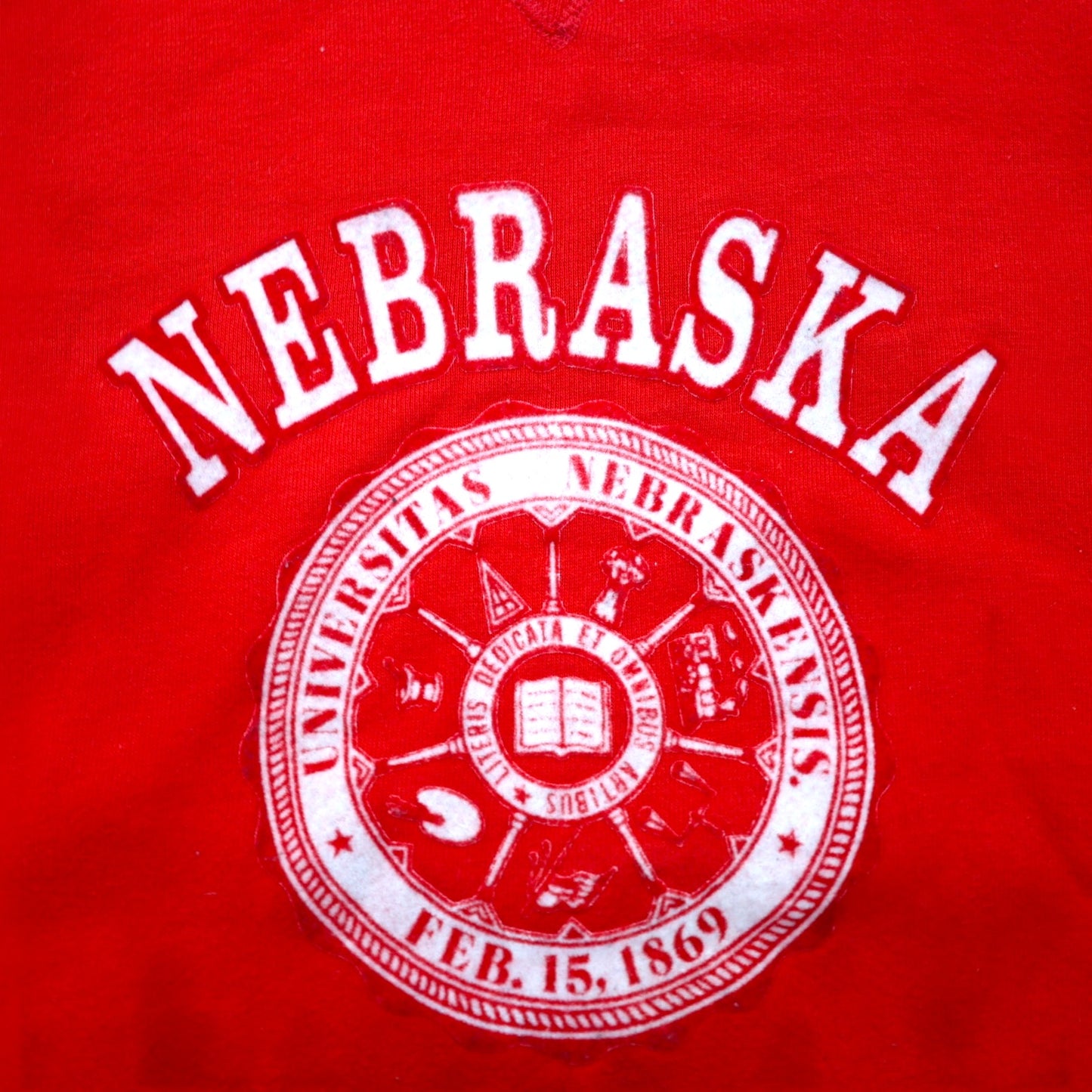 USA製 90年代 RUSSELL ATHLETIC カレッジ プリント スウェット XL レッド 裏起毛 NEBRASKA
