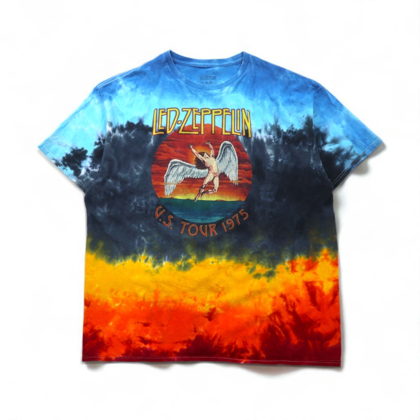 LED ZEPPELIN レッドツェッペリン オフィシャル ロック バンド Tシャツ 2XL マルチカラー タイダイ コットン U.S.TOUR 1975