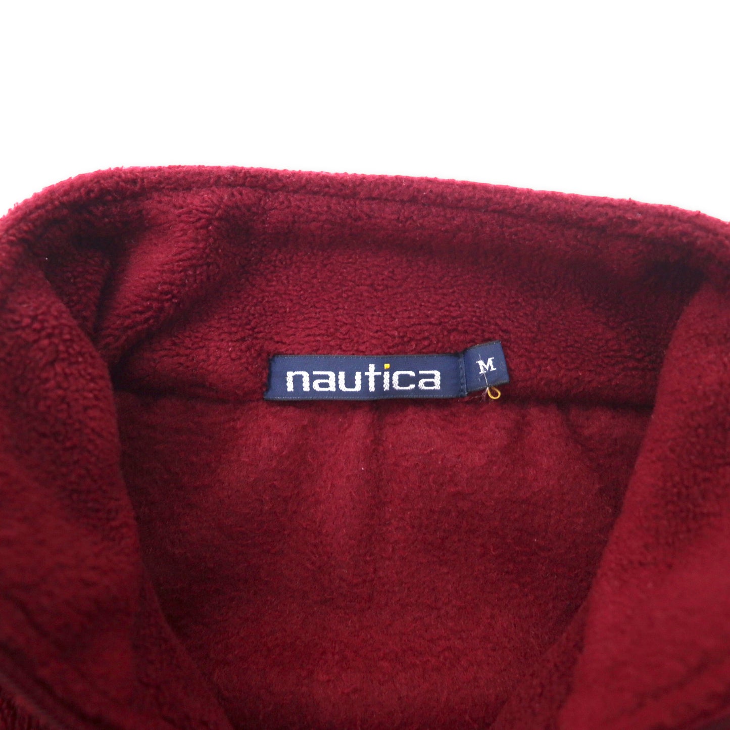 nautica 90年代 ハーフジップ フリースジャケット M ボルドー ポリエステル ワンポイントロゴ刺繍