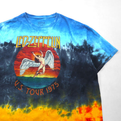 LED ZEPPELIN レッドツェッペリン オフィシャル ロック バンド Tシャツ 2XL マルチカラー タイダイ コットン U.S.TOUR 1975