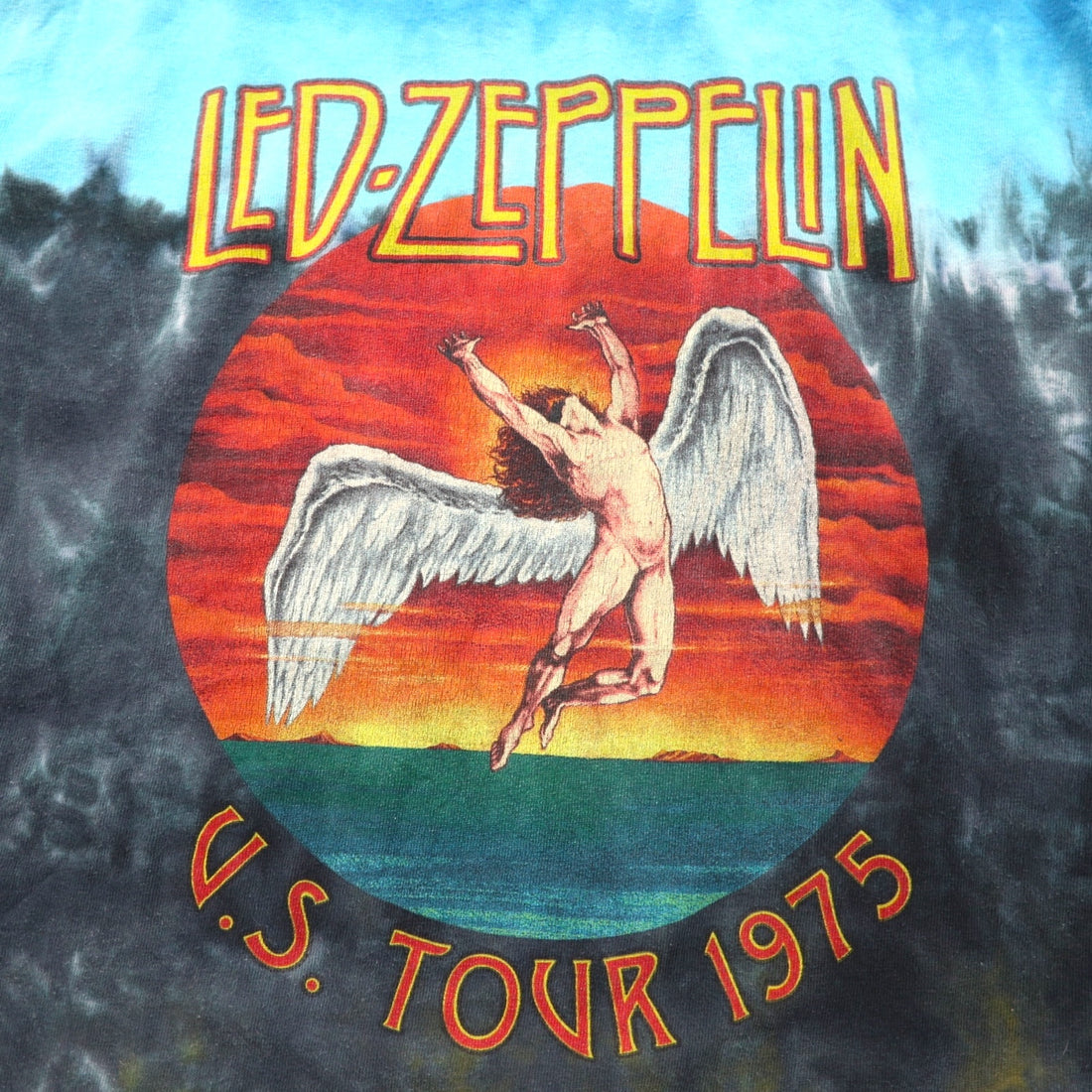 LED ZEPPELIN レッドツェッペリン オフィシャル ロック バンド Tシャツ 2XL マルチカラー タイダイ コットン U.S.TOUR 1975