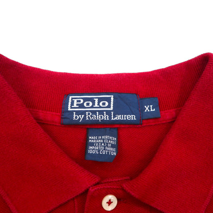 Polo Ralph Lauren 90s Oversized Long Sleeve Polo Shirt, Rugby Shirt, XL, Red, Pique, Small Pony Embroidery