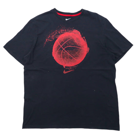 NIKE スウォッシュロゴプリントTシャツ XXL ブラック コットン バスケットボール ビッグサイズ REGULAR FIT