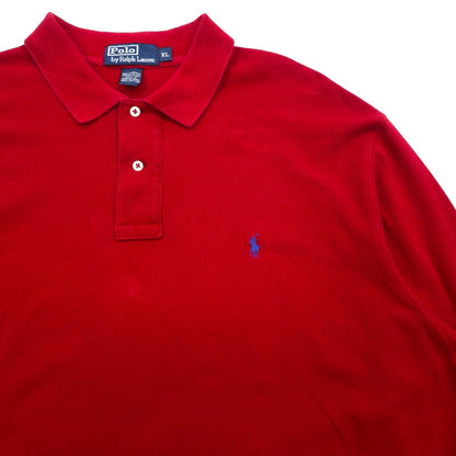 Polo Ralph Lauren 90s Oversized Long Sleeve Polo Shirt, Rugby Shirt, XL, Red, Pique, Small Pony Embroidery
