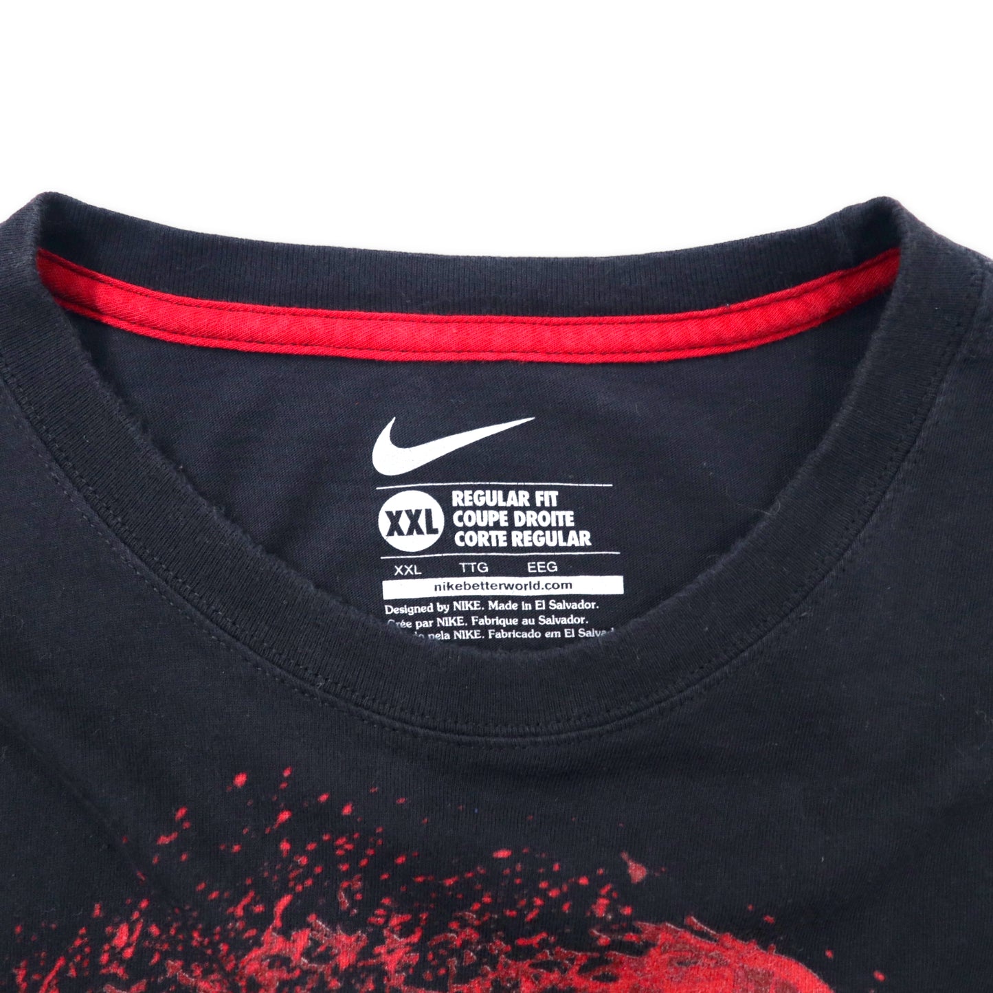 NIKE スウォッシュロゴプリントTシャツ XXL ブラック コットン バスケットボール ビッグサイズ REGULAR FIT