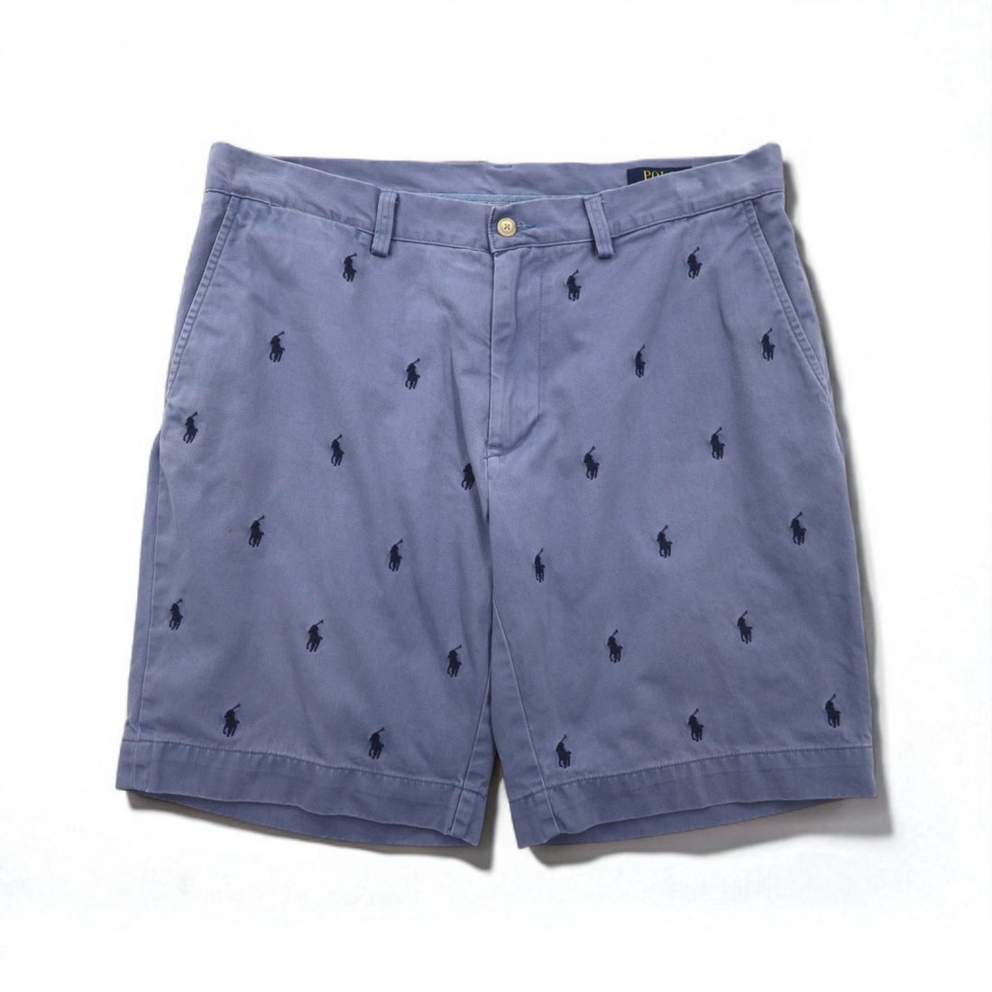 POLO RALPH LAUREN オールオーバーポニー 刺繍 ショートパンツ ハーフパンツ L ネイビー コットン