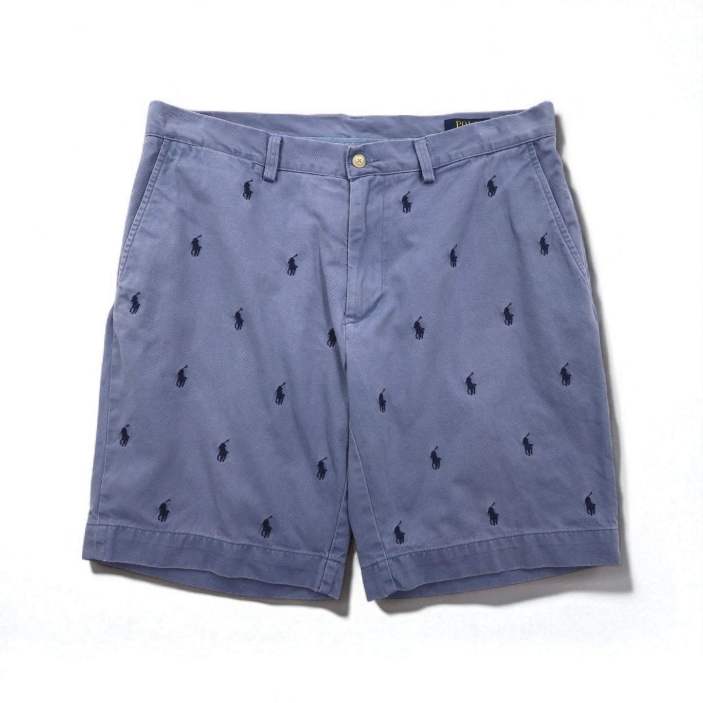 POLO RALPH LAUREN オールオーバーポニー 刺繍 ショートパンツ ハーフパンツ L ネイビー コットン