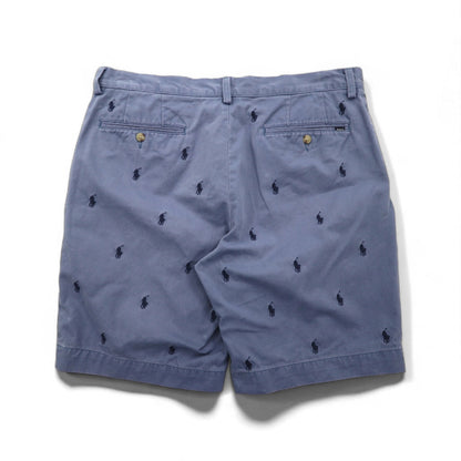 POLO RALPH LAUREN オールオーバーポニー 刺繍 ショートパンツ ハーフパンツ L ネイビー コットン