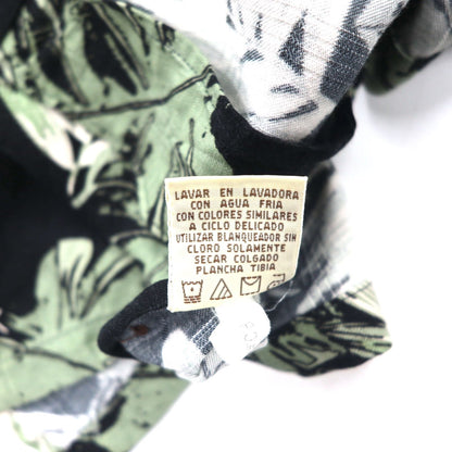 90s Morro Bay Aloha Shirt XLT Black Rayon All-over Botanical