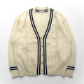 90s Japan Vintage Tilden Knit Cardigan 90年代 日本製 チルデン ニット カーディガン M ケーブル編み 生成り ESSEX ROAD CLOTHES