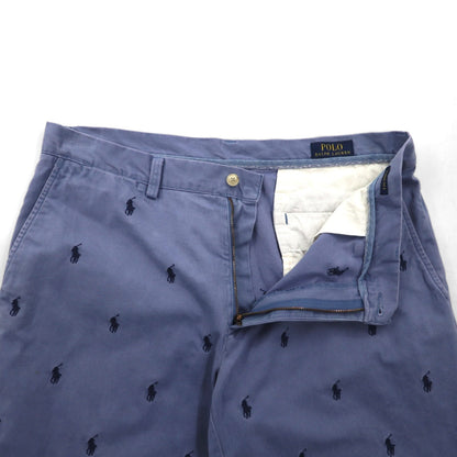 POLO RALPH LAUREN オールオーバーポニー 刺繍 ショートパンツ ハーフパンツ L ネイビー コットン