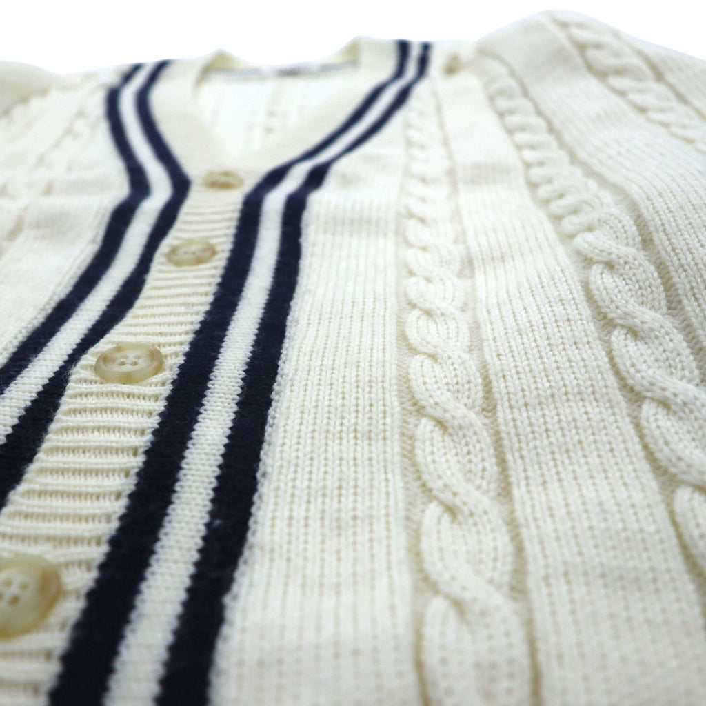 90s Japan Vintage Tilden Knit Cardigan 90年代 日本製 チルデン ニット カーディガン M ケーブル編み 生成り ESSEX ROAD CLOTHES