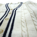 90s Japan Vintage Tilden Knit Cardigan 90年代 日本製 チルデン ニット カーディガン M ケーブル編み 生成り ESSEX ROAD CLOTHES
