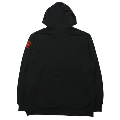 HARLEY DAVIDSON ロゴプリント プルオーバーパーカー XL ブラック メッシュ切替 パンチング ビッグサイズ