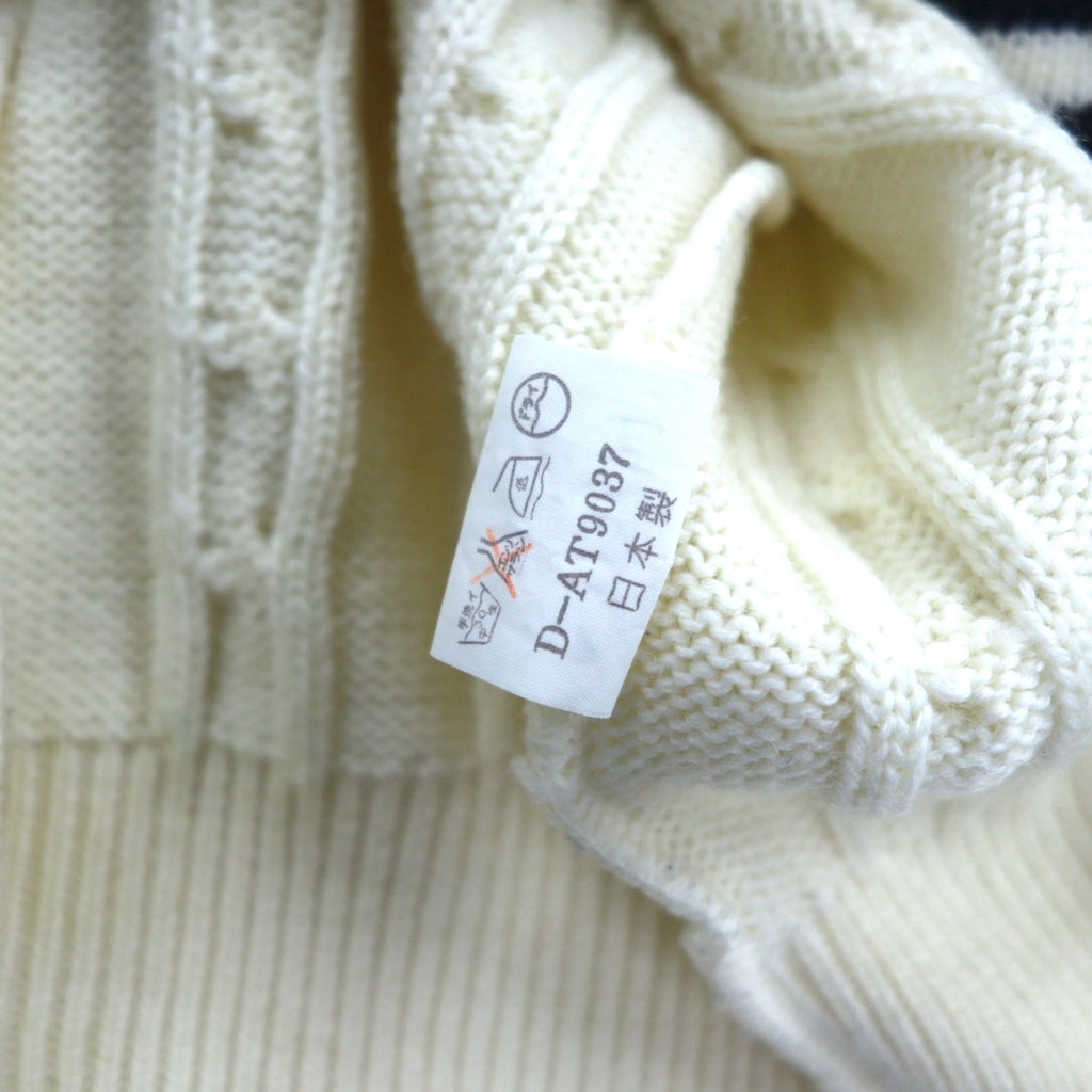 90s Japan Vintage Tilden Knit Cardigan 90年代 日本製 チルデン ニット カーディガン M ケーブル編み 生成り ESSEX ROAD CLOTHES
