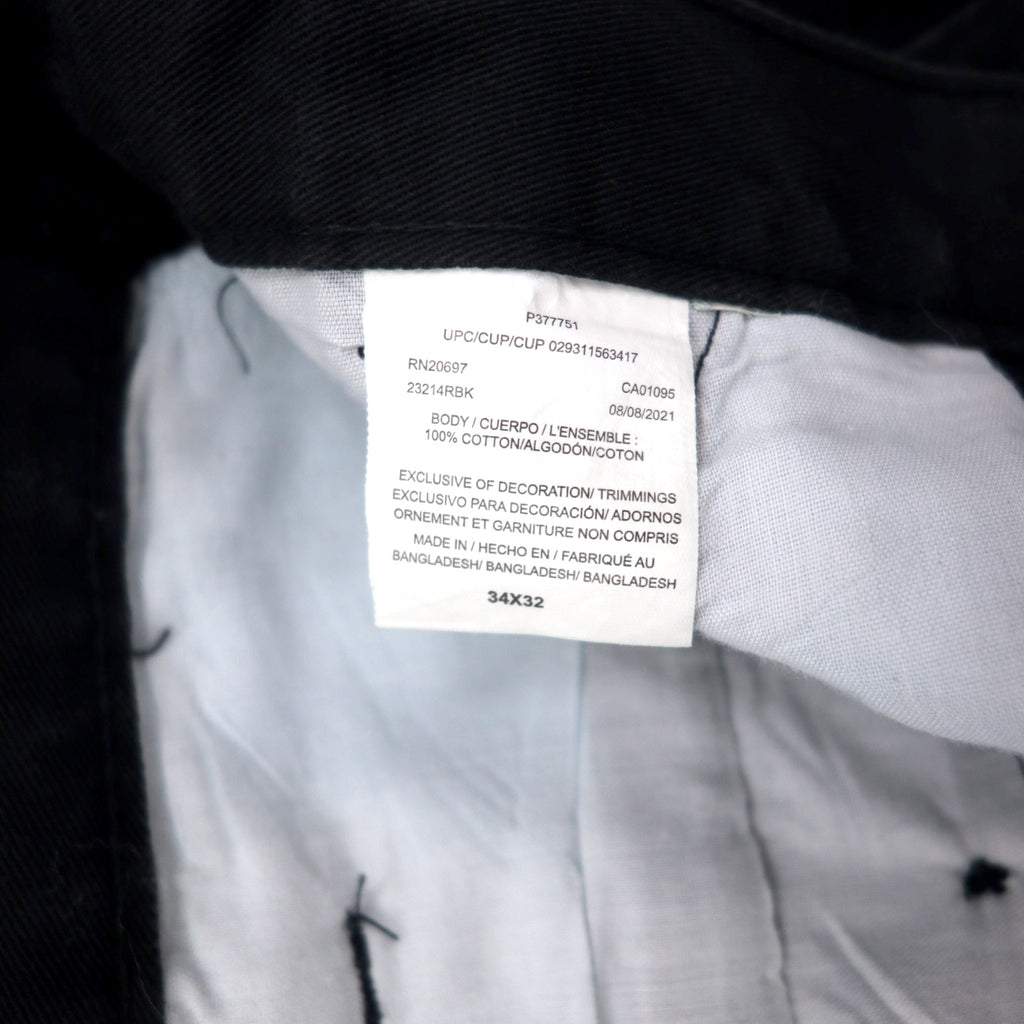 Dickies Loose Fit Cargo Work Pants Size 34 Black Cotton Chino 23214RBK