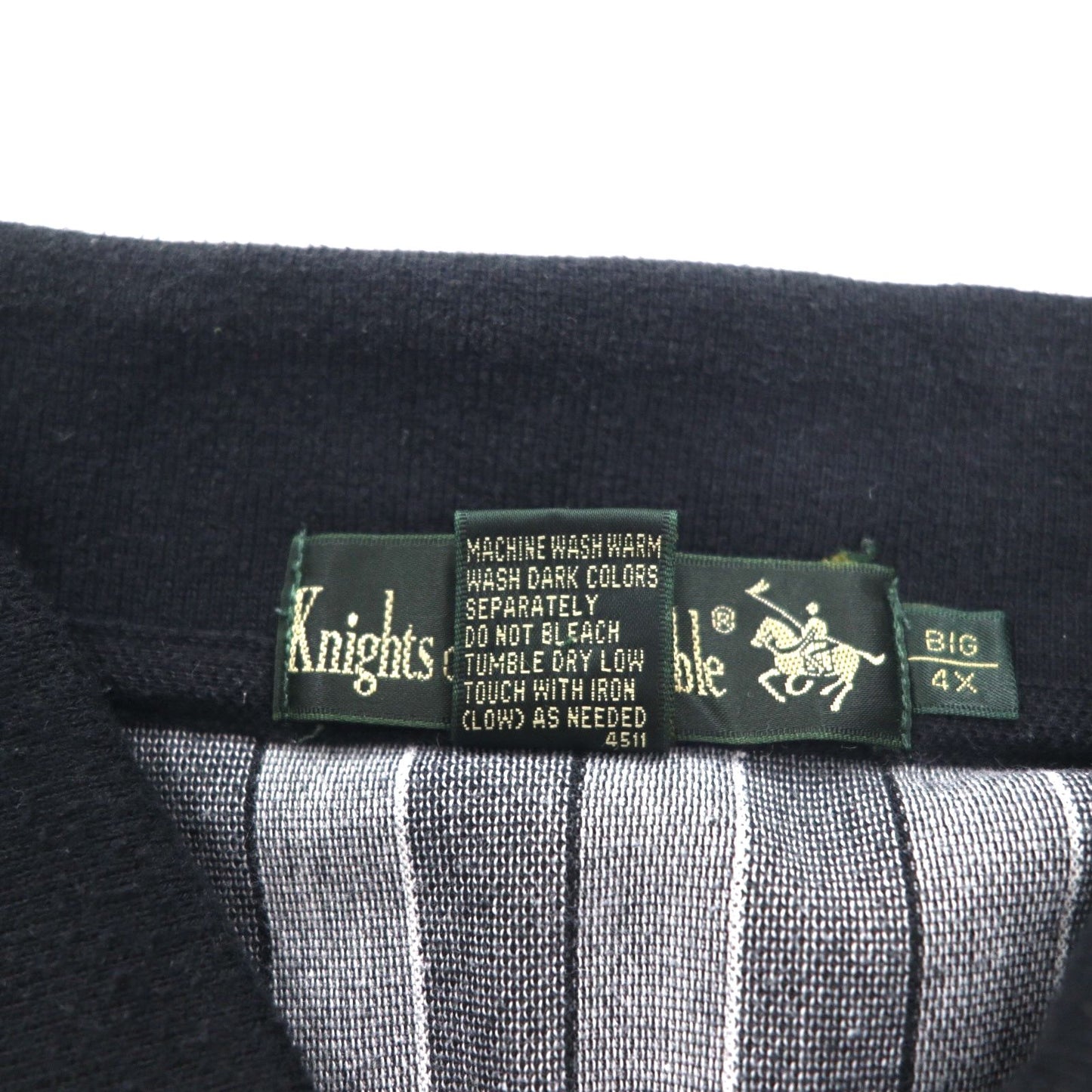 90s Knight of Round Table Crazy Pattern Polo Shirt 4XL Monochrome Cotton Big Size