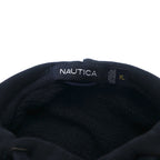 NAUTICA Reverse Weave Pullover Hoodie, XL, Black, Cotton, Fleece Lining, Embroidered Logo