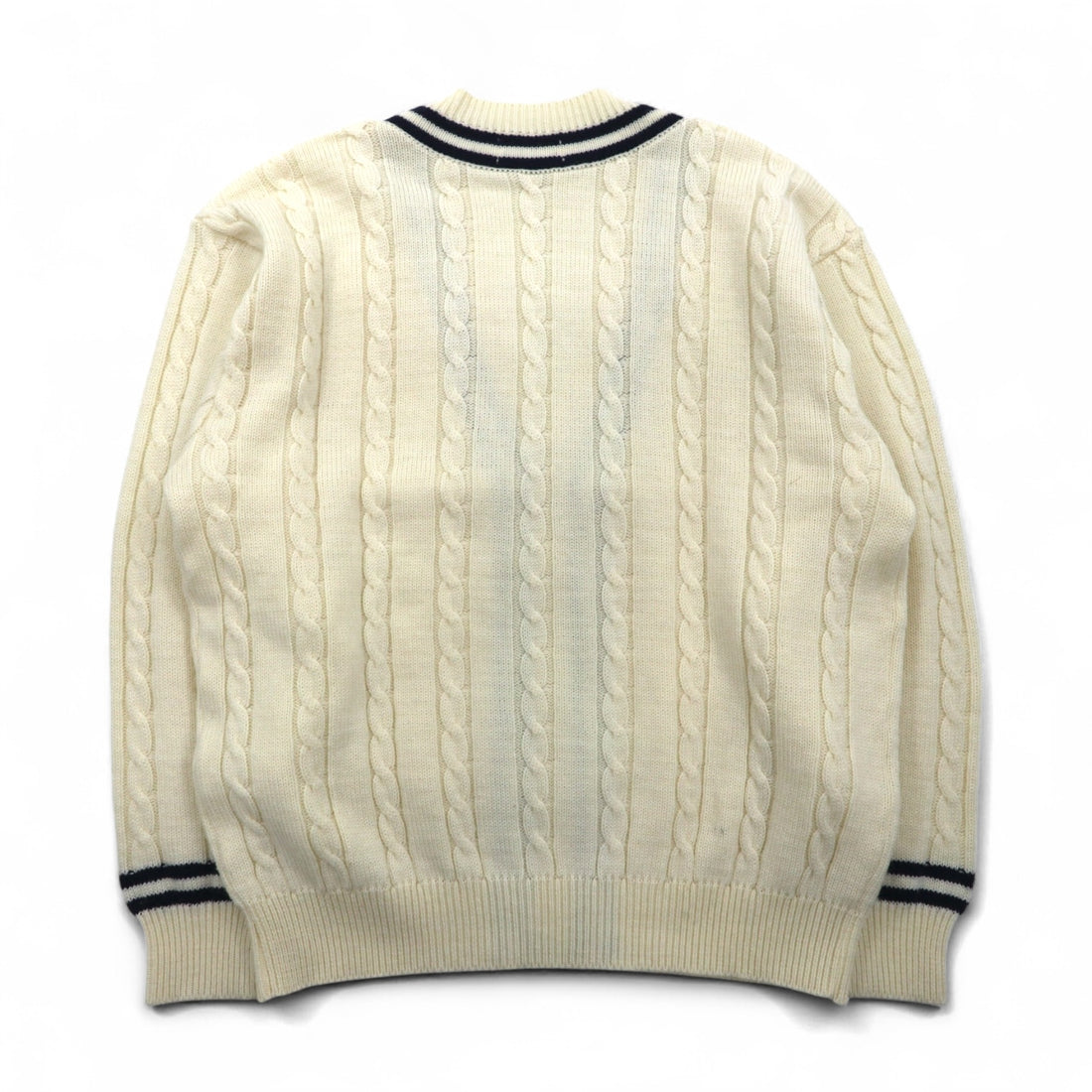 90s Japan Vintage Tilden Knit Cardigan 90年代 日本製 チルデン ニット カーディガン M ケーブル編み 生成り ESSEX ROAD CLOTHES