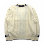 90s Japan Vintage Tilden Knit Cardigan 90年代 日本製 チルデン ニット カーディガン M ケーブル編み 生成り ESSEX ROAD CLOTHES