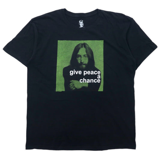 日本然リトテ-古着オンライン-John Lennon ジョンレノン BEATLES フォトプリントTシャツ XL ブラック コットン give peace a chance ビッグサイズ メキシコ製-John Lennon Beatles Photo Print T-Shirt XL Black Cotton Give Peace A Change Big Size Mexico Made