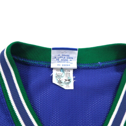 Champion 90s Made in USA Mesh Game Shirt, Size L, Blue Nylon, Embroidered Tag, Notre Dame Arch Logo