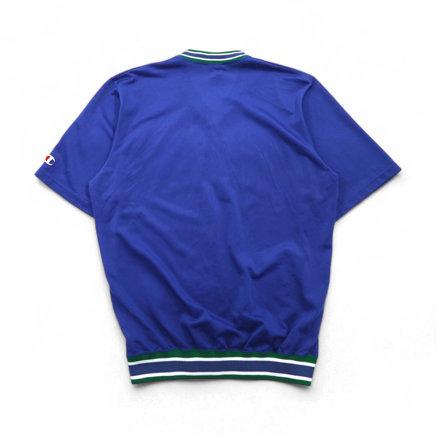 Champion 90s Made in USA Mesh Game Shirt, Size L, Blue Nylon, Embroidered Tag, Notre Dame Arch Logo