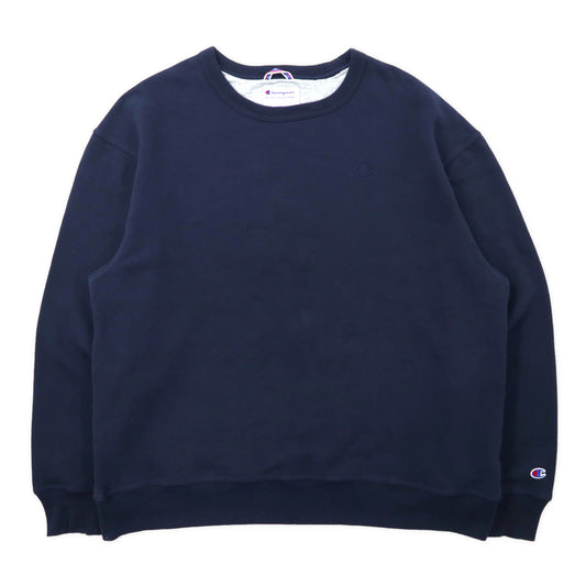 Champion クルーネックスウェット 3XL ネイビー コットン 裏起毛 ワンポイントロゴ ビッグサイズ