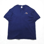 The Disney Store 90年代 ミッキーマウス ヘンリーネック Tシャツ 2XL ネイビー ワンポイント刺繍 ディズニー キャラクター