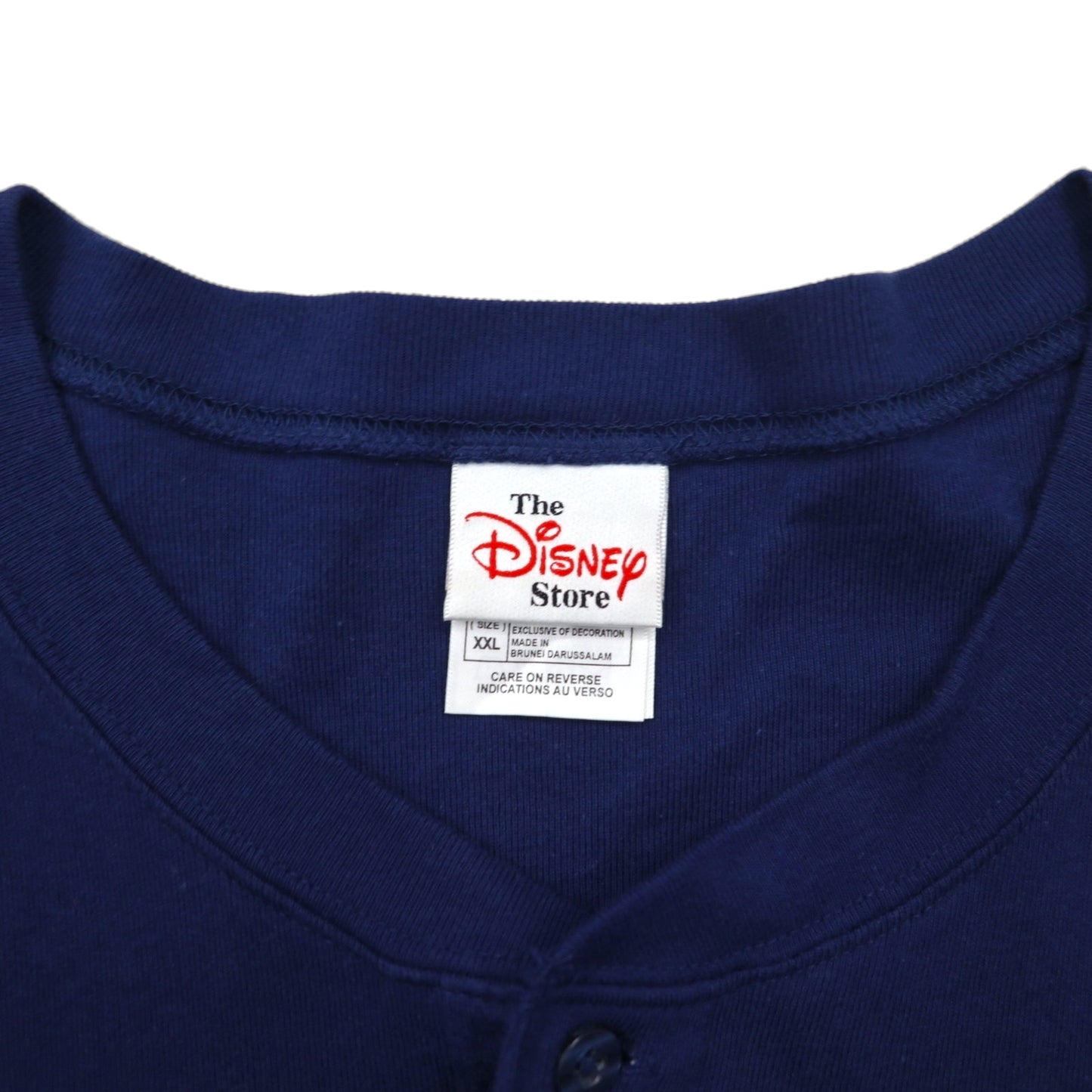 The Disney Store 90年代 ミッキーマウス ヘンリーネック Tシャツ 2XL ネイビー ワンポイント刺繍 ディズニー キャラクター