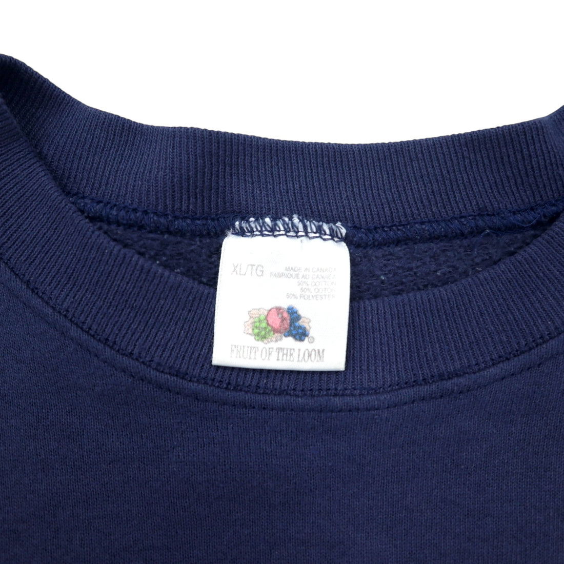 Made in Canada 90s FRUIT OF THE LOOM Baseball Print Sweatshirt XL Navy Cotton WORLD CHAMPS
