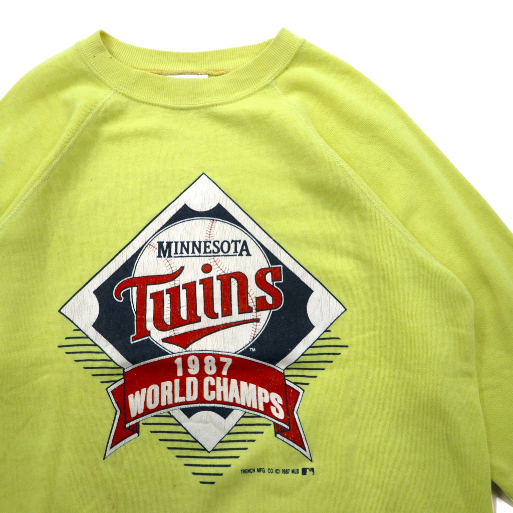 USA製 80年代 BASSETT-WALKER MLB スウェット L イエロー コットン MINNESOTA TWINS