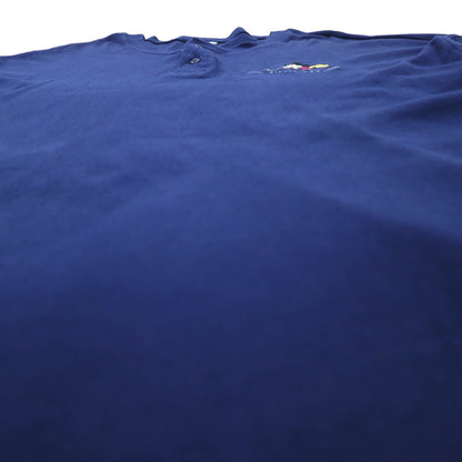 The Disney Store 90年代 ミッキーマウス ヘンリーネック Tシャツ 2XL ネイビー ワンポイント刺繍 ディズニー キャラクター