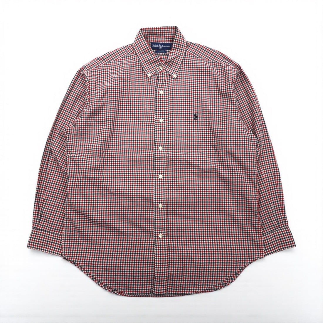 Ralph Lauren 90s Button-Down Shirt, Size L, Red, Blake, Gingham Check, Small Pony Embroidery