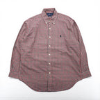 Ralph Lauren 90s Button-Down Shirt, Size L, Red, Blake, Gingham Check, Small Pony Embroidery