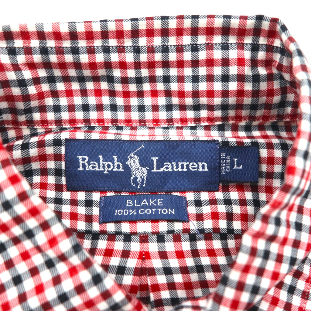 Ralph Lauren 90s Button-Down Shirt, Size L, Red, Blake, Gingham Check, Small Pony Embroidery